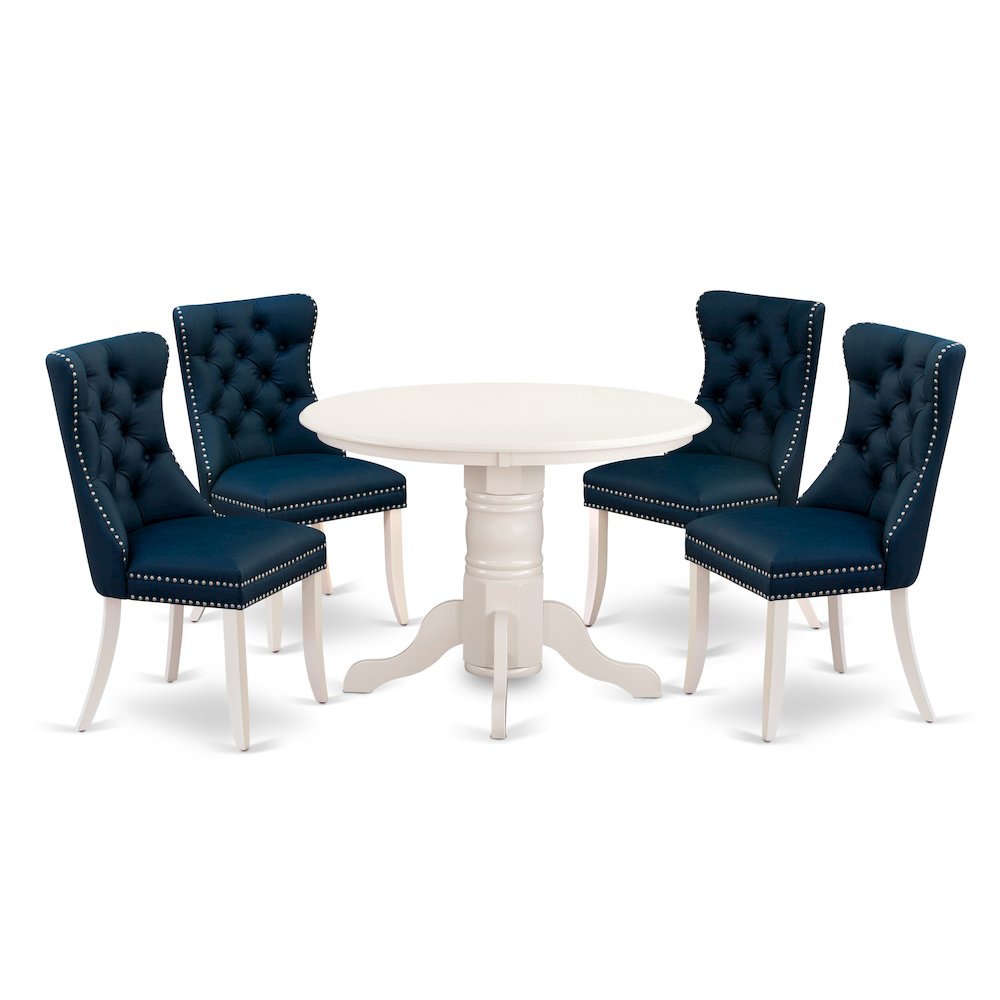 5 Piece Kitchen Table Set Consists of a Round Dining Table with Pedestal. Picture 1