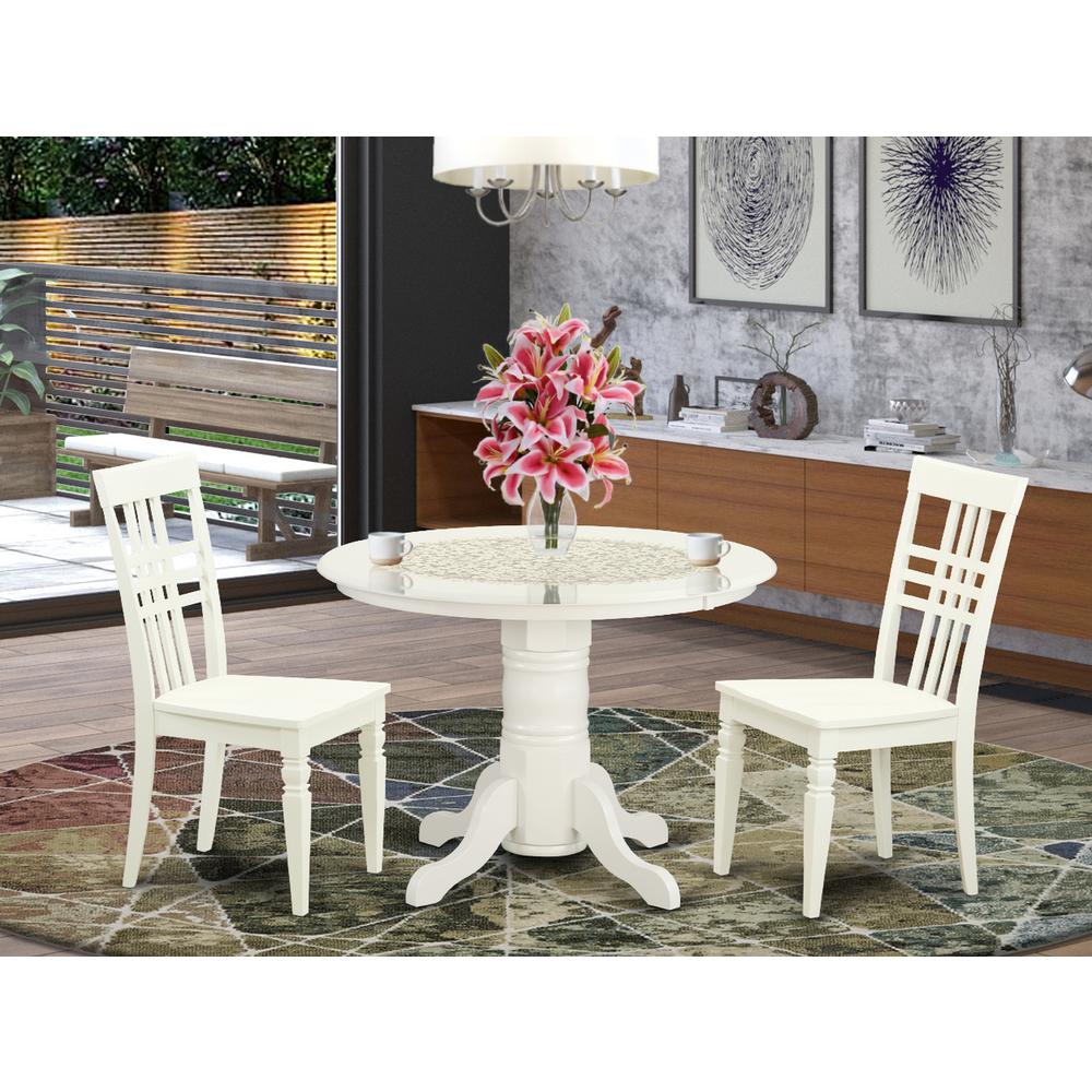 3  PcKitchen  Table  set  with  a  Dining  Table  and  2  Dining  Chairs  in  Linen  White. Picture 4