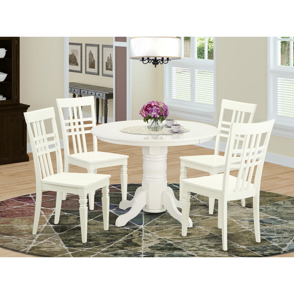 5  PC  small  dinette  set  with  a  Dining  Table  and  4  Dining  Chairs  in  Linen  White. Picture 4