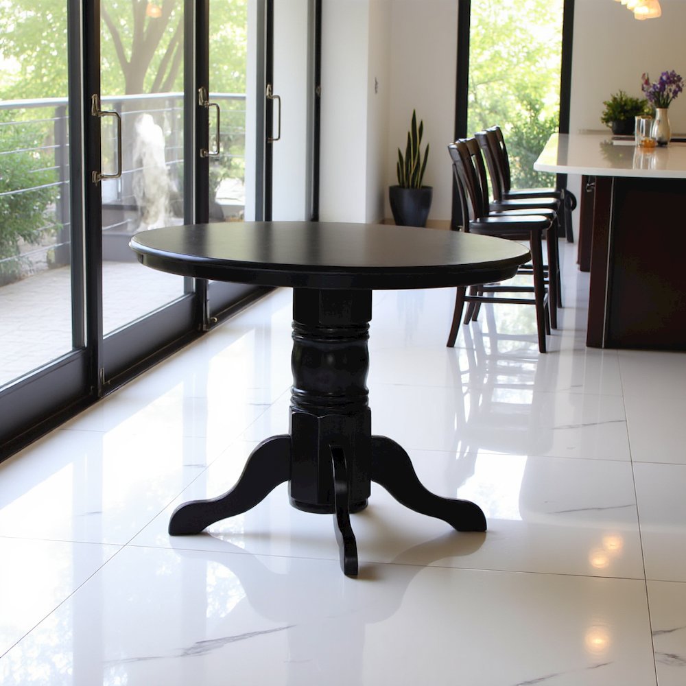 Elegant Round Kitchen Table – 42-Inch Black Small Dining Table. Picture 2