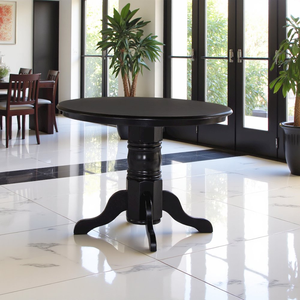 Elegant Round Kitchen Table – 42-Inch Black Small Dining Table. Picture 3
