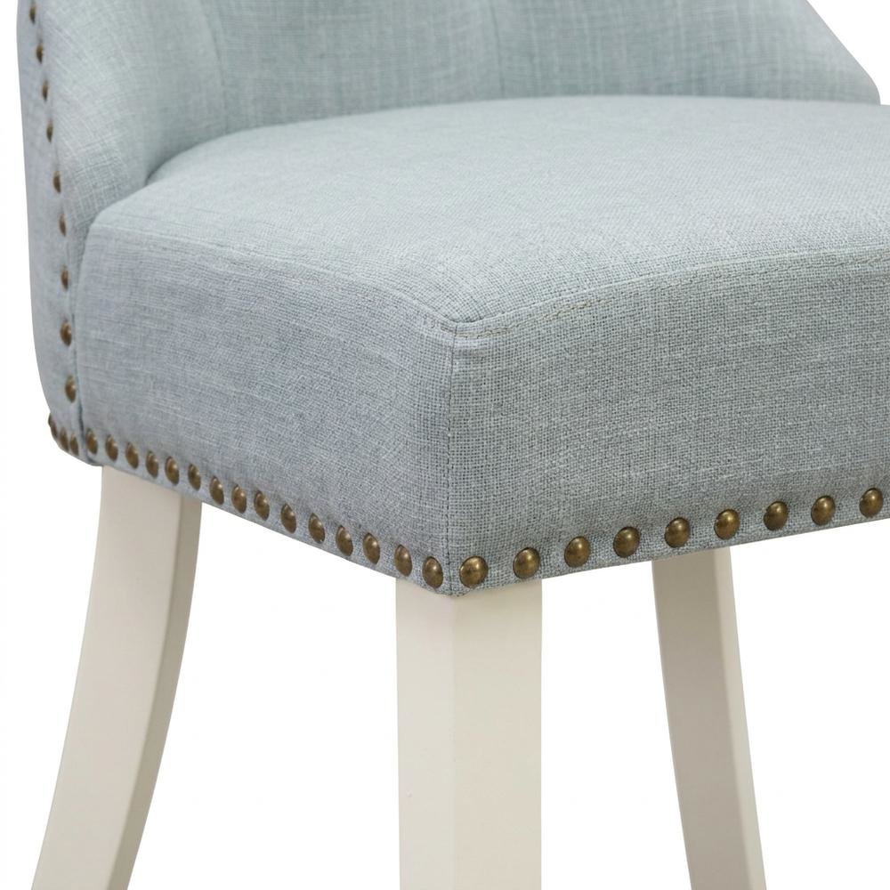 Linen Parsons Dining Chairs, Button-Tufted High Back, Baby Blue, Set of 2. Picture 8