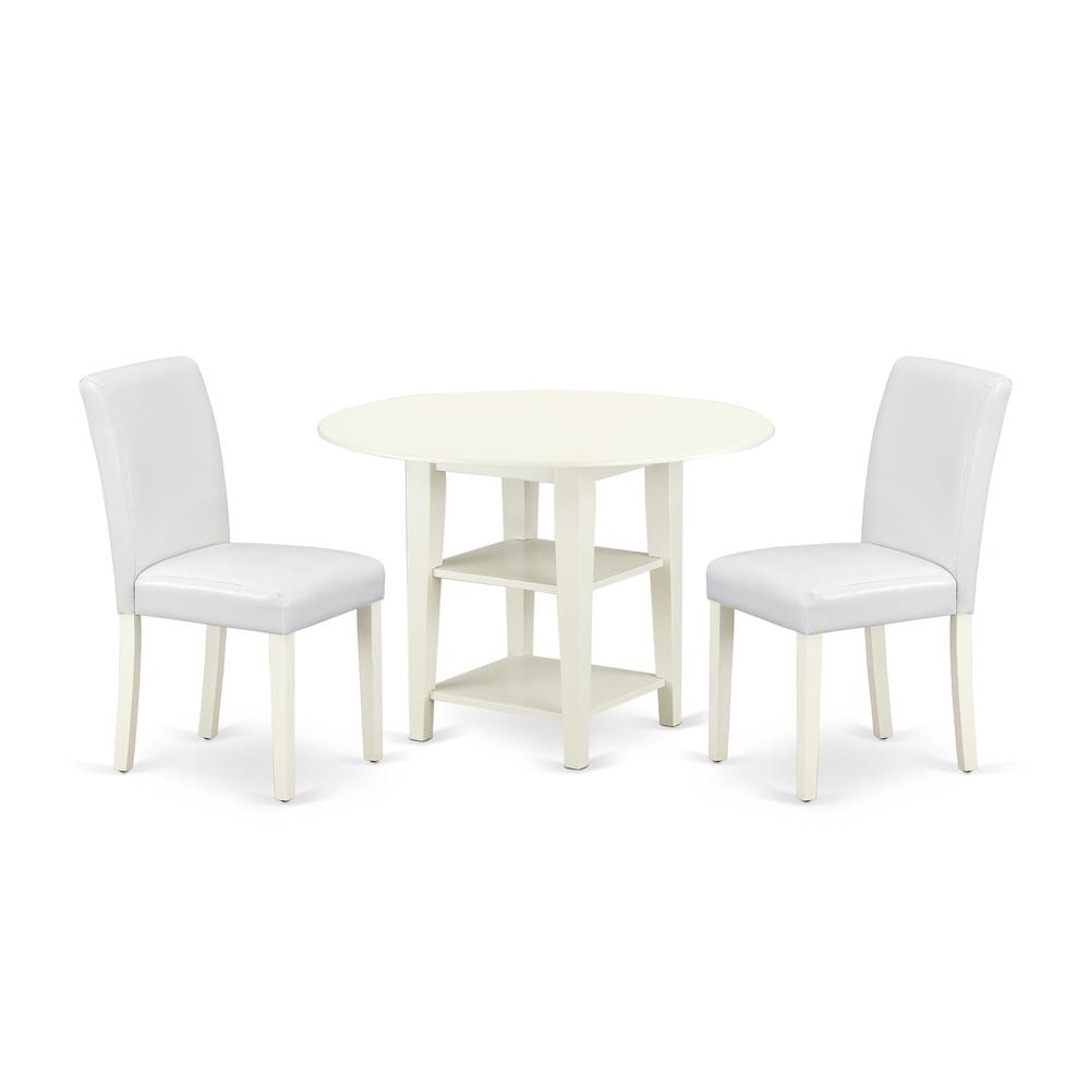 3Pc Round 20/42 Inch Table With 2 11-Inch Drop Leaves And 2 Parson Chair. Picture 1