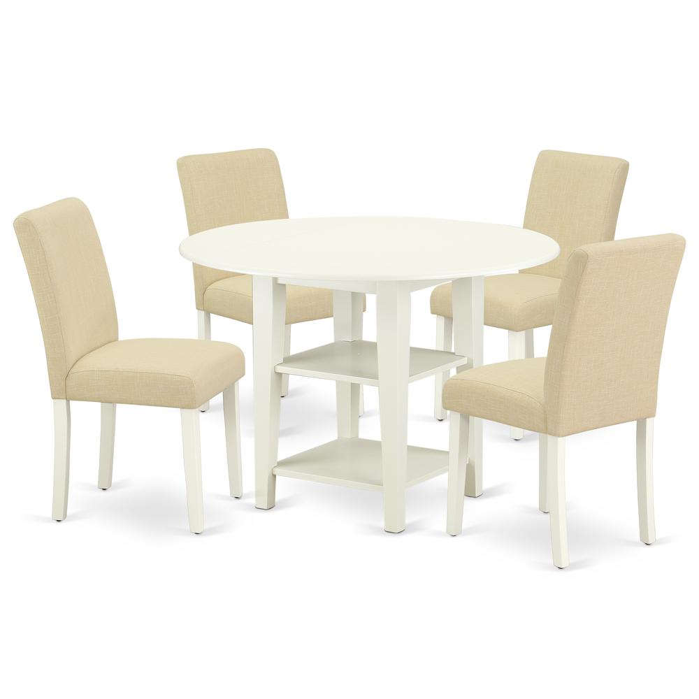 Dining Room Set Linen White, SUAB5-LWH-02. Picture 1
