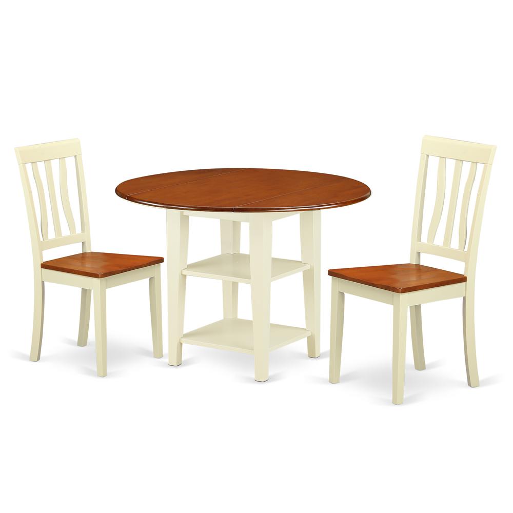 Dining Room Set Buttermilk & Cherry, SUAN3-BMK-W. Picture 1