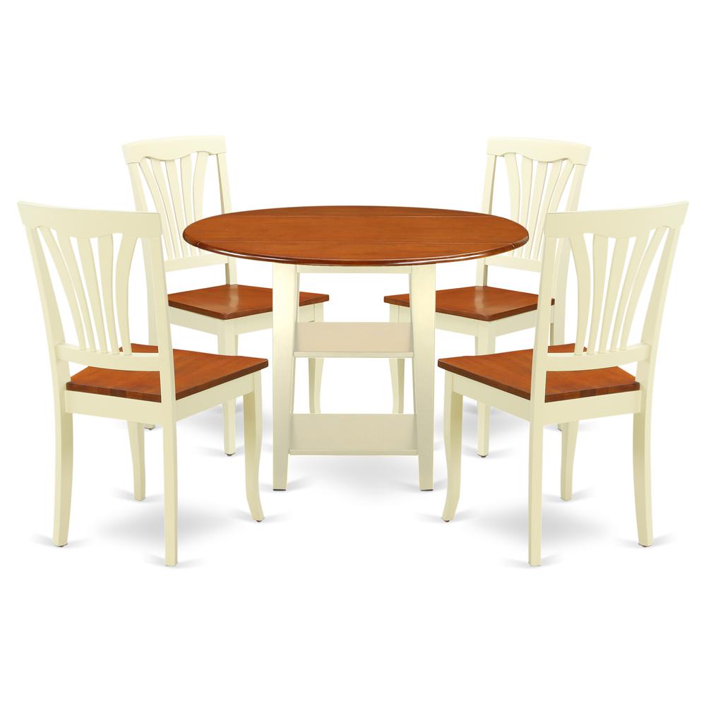 Dining Room Set Buttermilk & Cherry, SUAV5-BMK-W. Picture 1