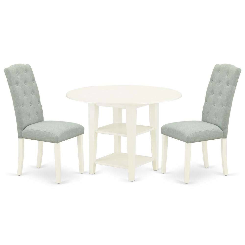 Dining Room Set Linen White, SUCE3-LWH-15. Picture 1