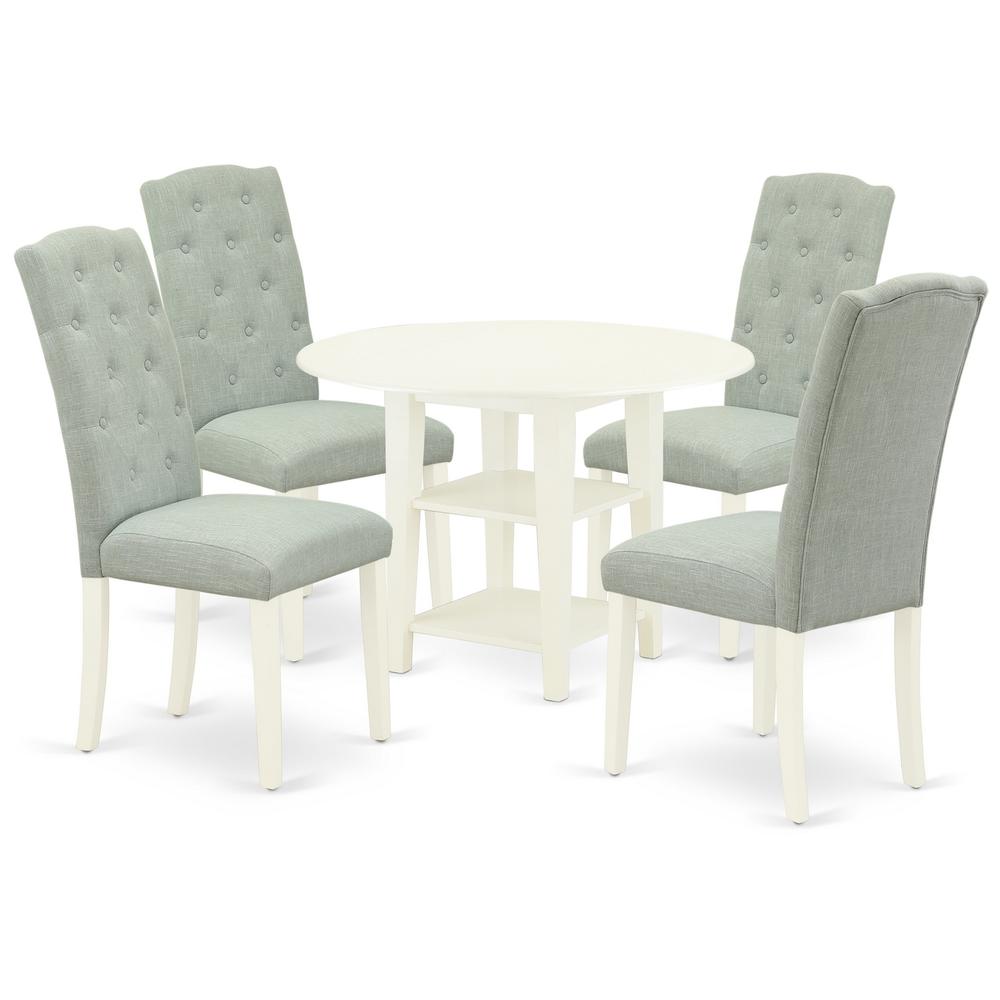 Dining Room Set Linen White, SUCE5-LWH-15. Picture 1