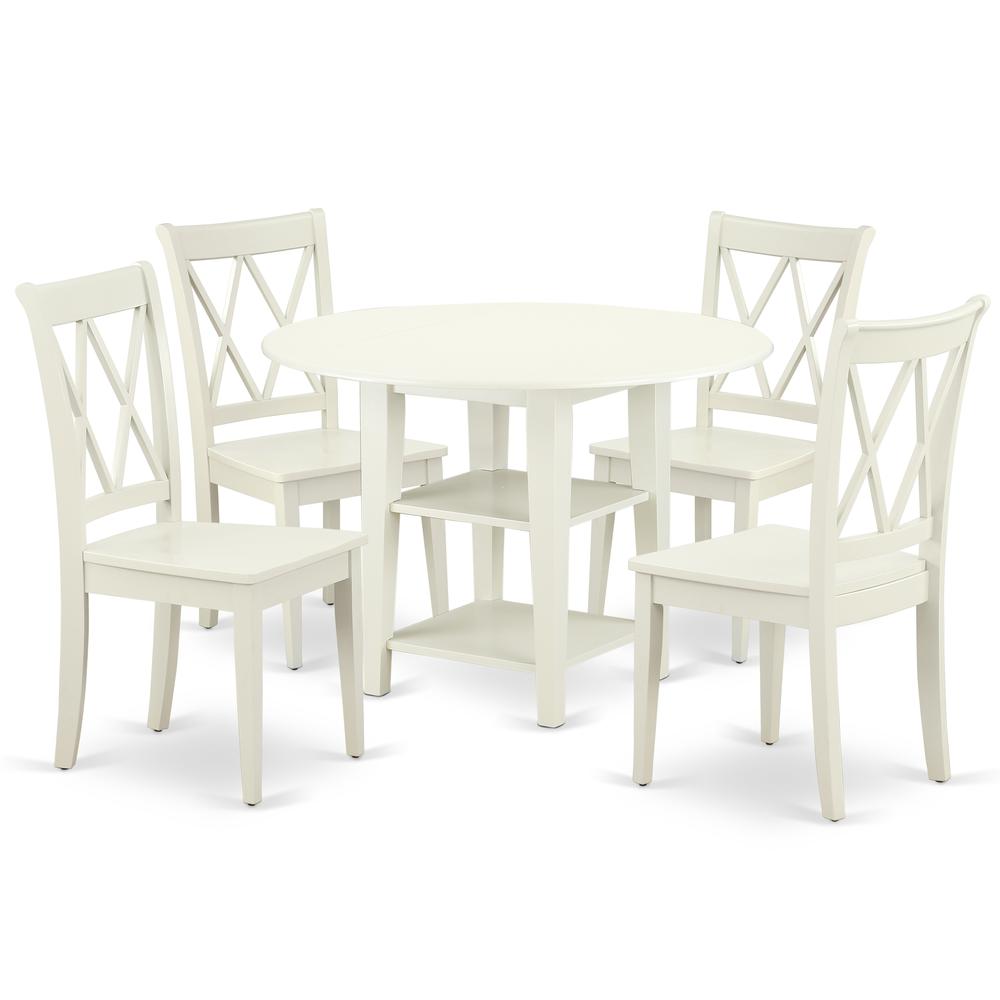 Dining Room Set Linen White, SUCL5-LWH-W. Picture 1