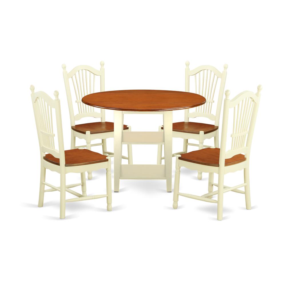 Dining Room Set Buttermilk & Cherry, SUDO5-BMK-W. Picture 1