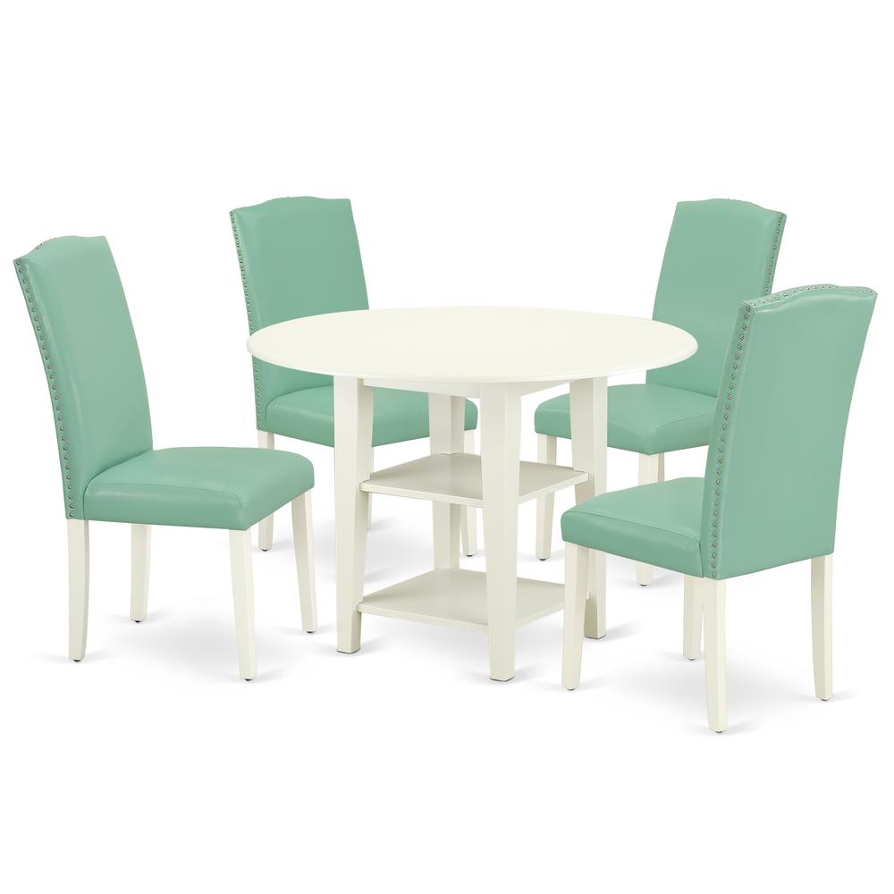 Dining Room Set Linen White, SUEN5-LWH-57. Picture 1