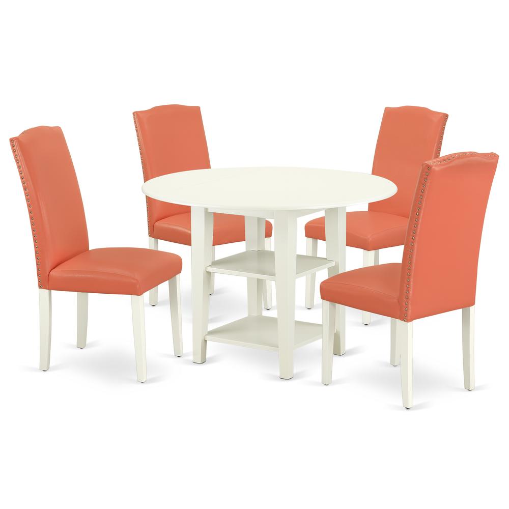 Dining Room Set Linen White, SUEN5-LWH-78. Picture 1