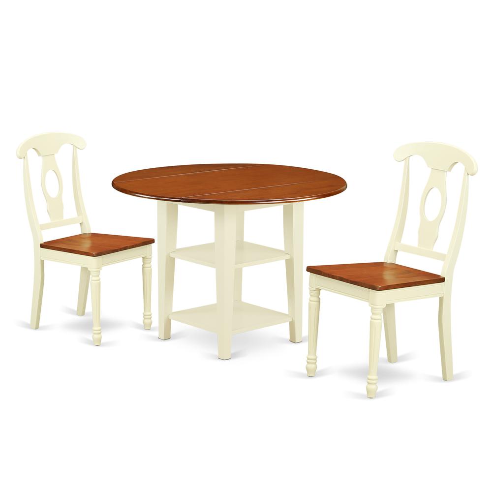 Dining Room Set Buttermilk & Cherry, SUKE3-BMK-W. Picture 1