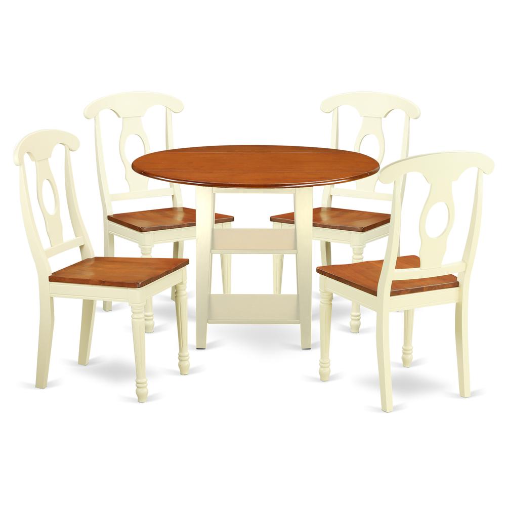 Dining Room Set Buttermilk & Cherry, SUKE5-BMK-W. Picture 1
