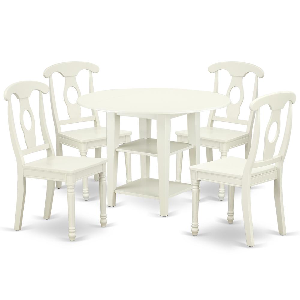 Dining Room Set Linen White, SUKE5-LWH-W. Picture 1