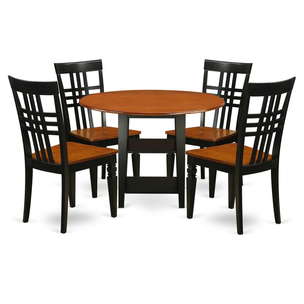 Dining Room Set Black & Cherry, SULG5-BCH-W. Picture 1