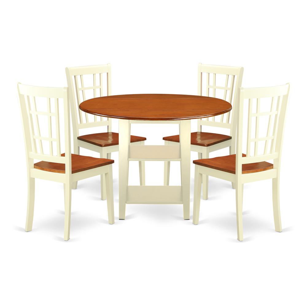 Dining Room Set Buttermilk & Cherry, SUNI5-BMK-W. Picture 1