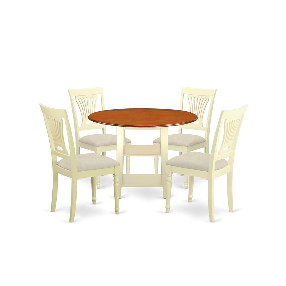 Dining Room Set Buttermilk & Cherry, SUPL5-BMK-C. Picture 1