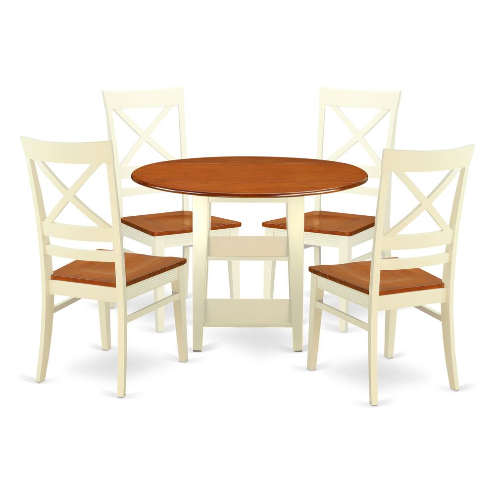 Dining Room Set Buttermilk & Cherry, SUQU5-BMK-W. Picture 1