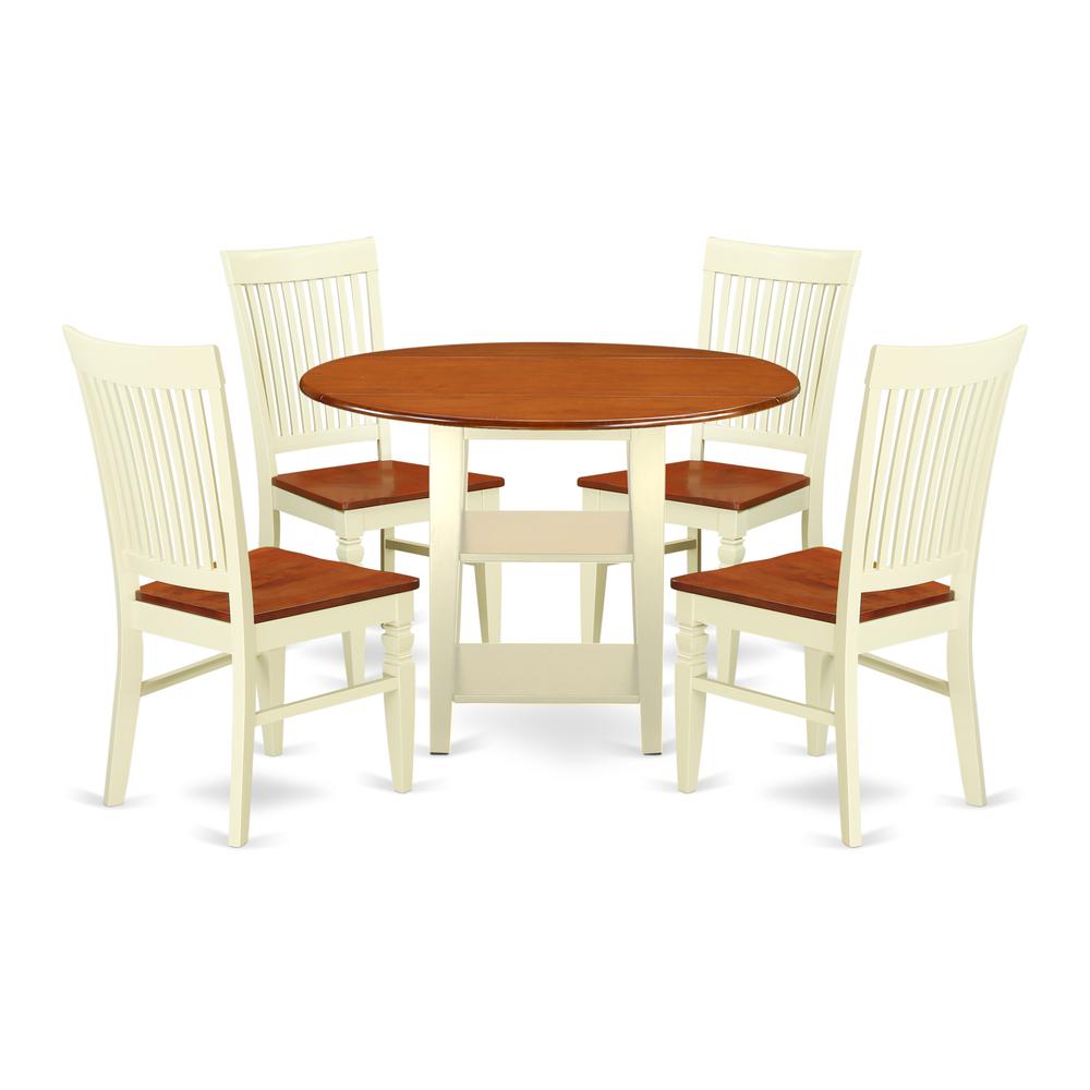 Dining Room Set Buttermilk & Cherry, SUWE5-BMK-W. Picture 1