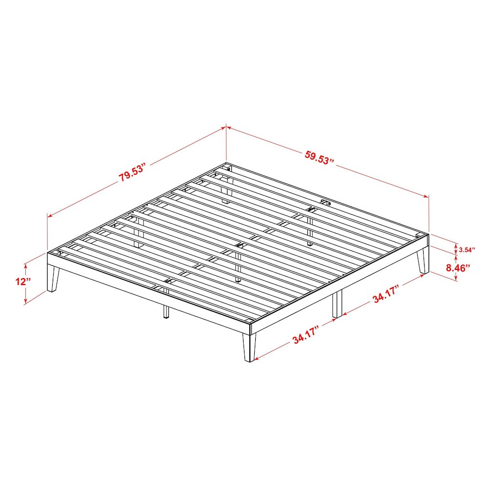Queen Size Bed Frame with 4 Hardwood Legs and 2 Extra Center Legs - Oak Finish. Picture 8