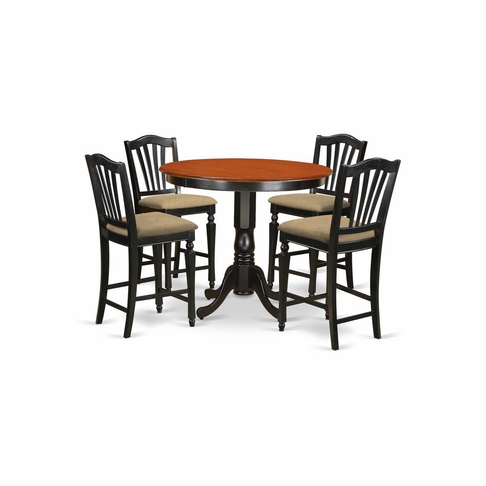 TRCH5-BLK-C 5 PC counter height Table and chair set-pub Table and 4 Kitchen bar stool. Picture 1