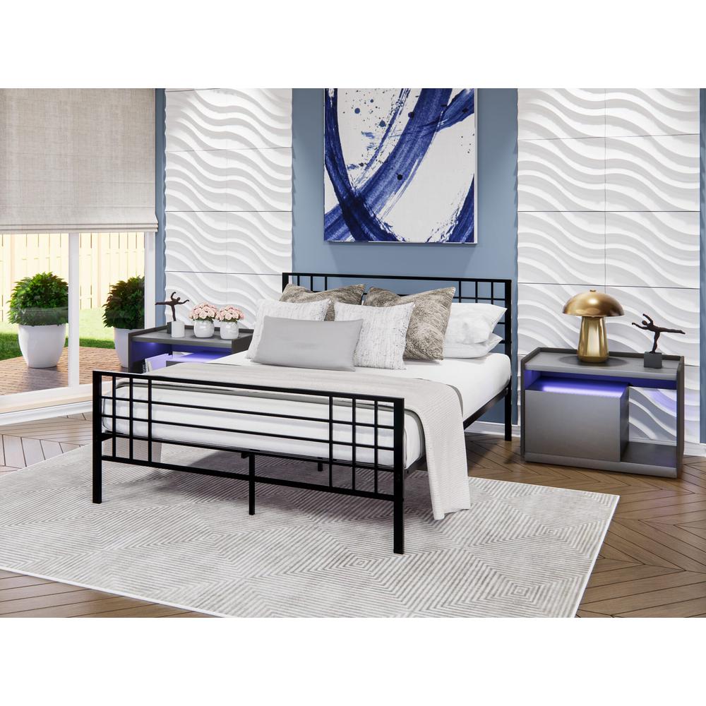 Tyler Bed Frame with 9 Metal Legs - High-class Bed in Powder Coating Black Color. Picture 2