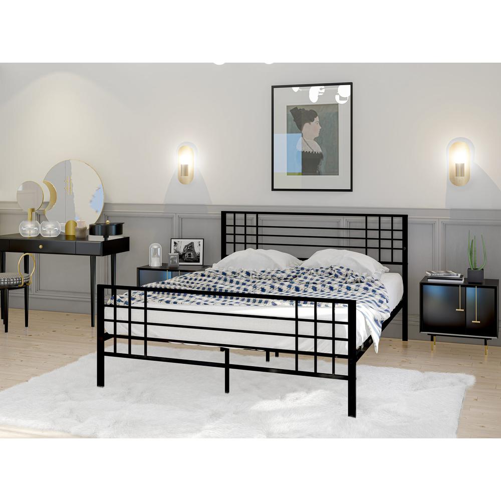 Tyler Queen Platform Bed with 9 Metal Legs - Magnificent Bed in Powder Coating Black Color. Picture 2