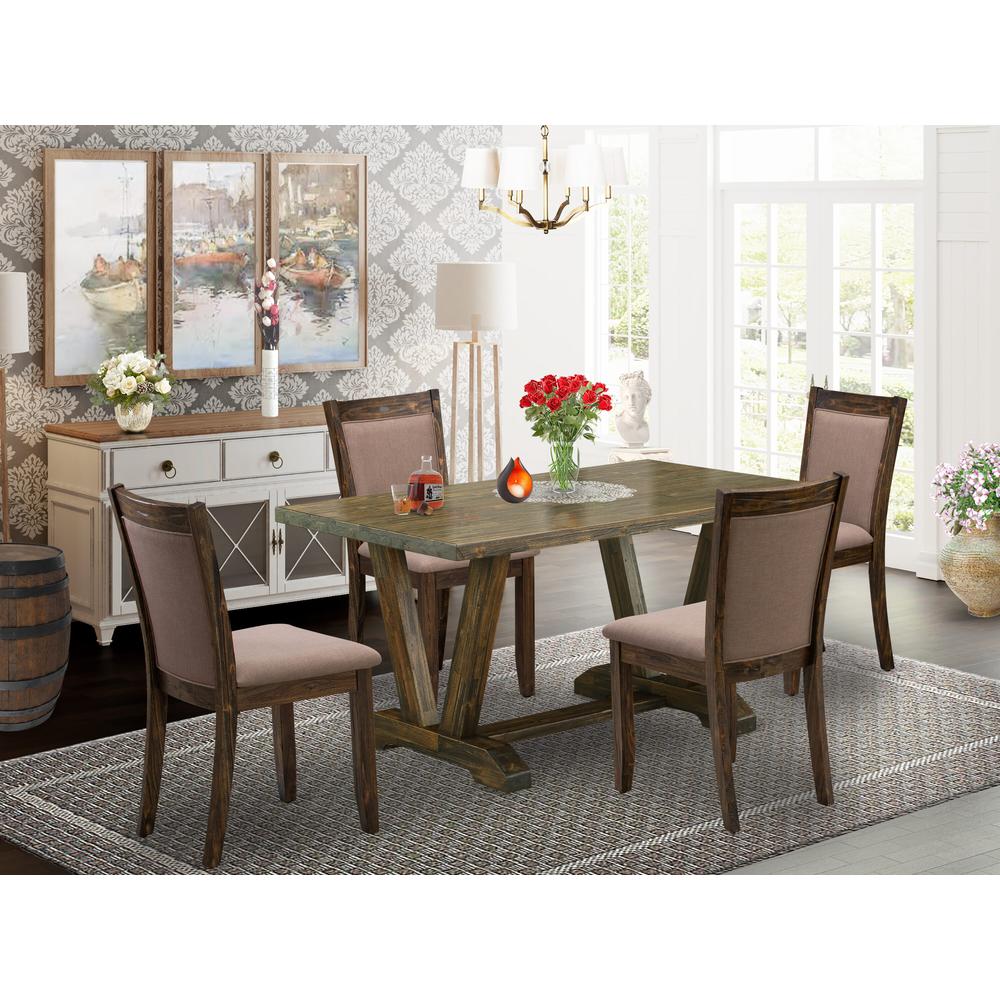 V776MZ748-5 - 5-Pc Dinette Set - 4 dining room chairs and 1 Dining Table (Distressed Jacobean Finish). Picture 2
