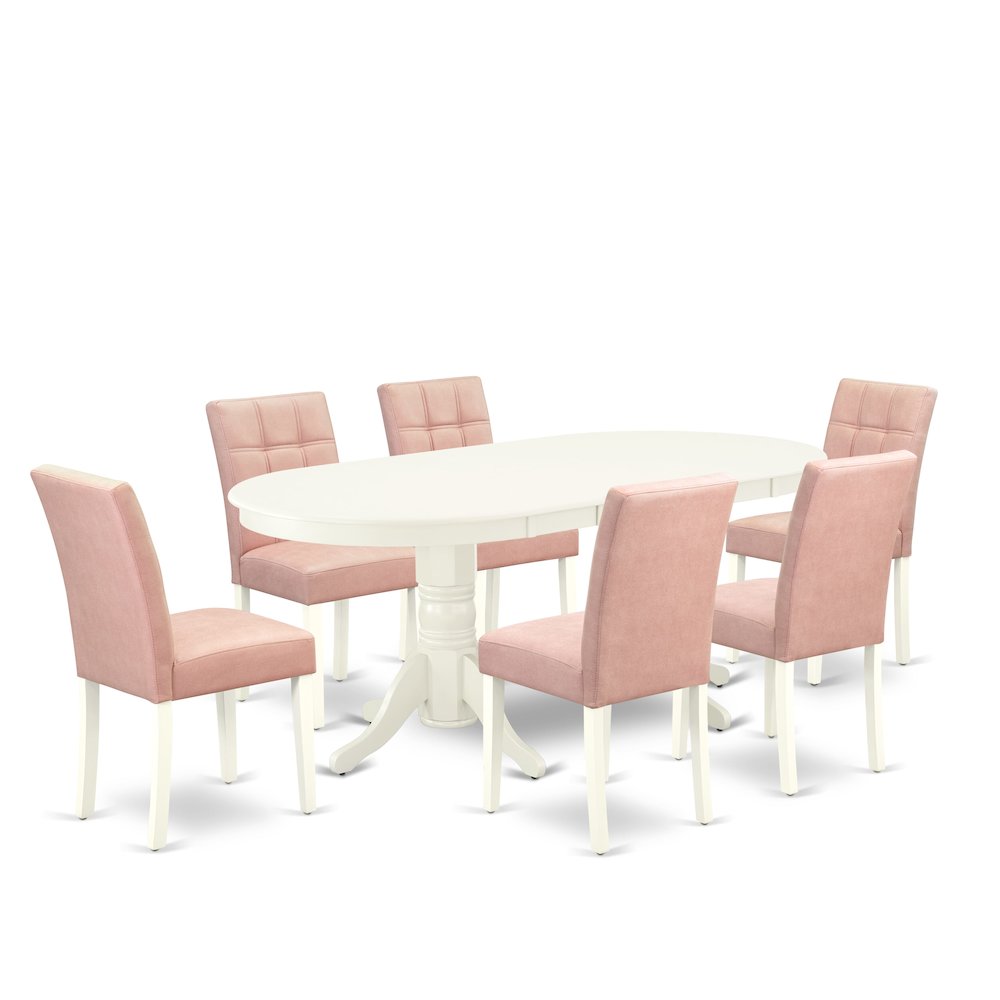 7 Piece Dining Table Set consists A Wooden Table. Picture 1