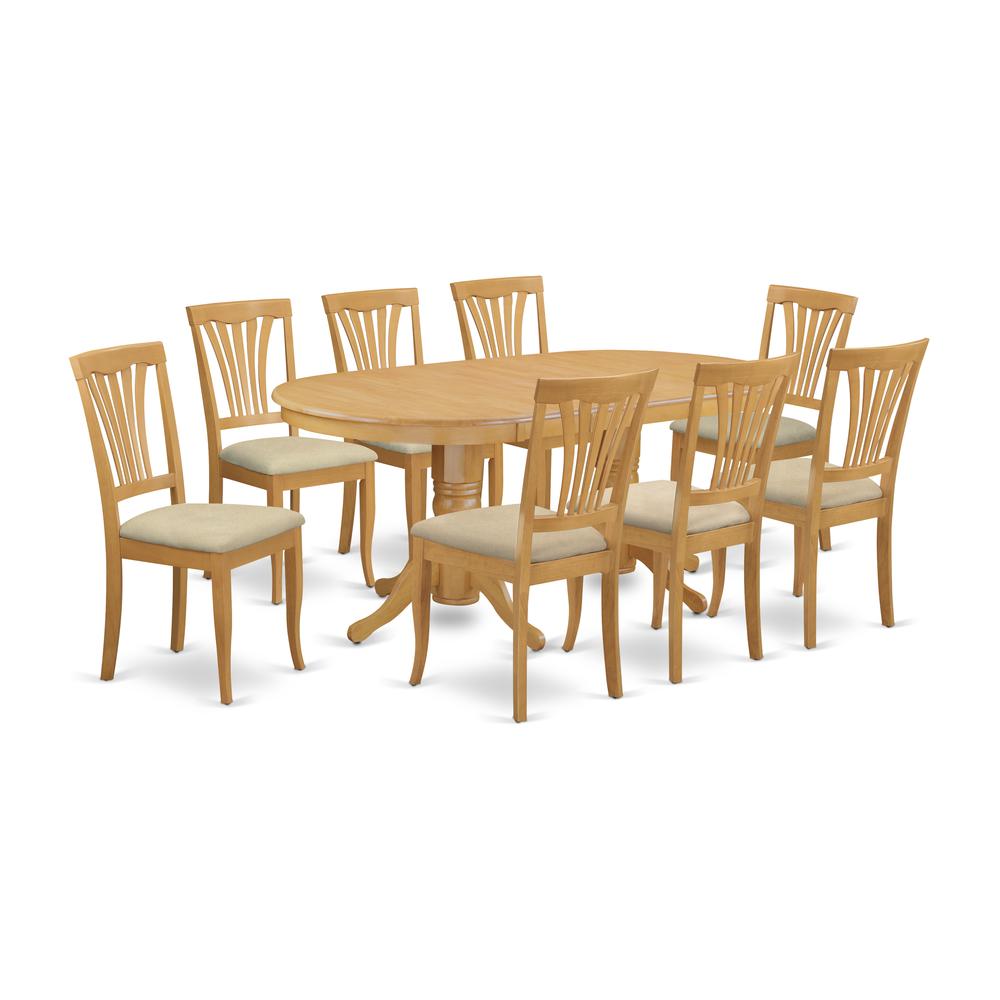 VAAV9-OAK-C 9 Pc Dining room set Dining Table with Leaf and 8 Dining Chairs. Picture 1