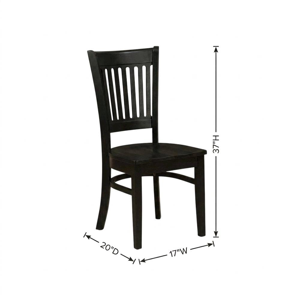 Wood Dining Room Chair with Slat Back and Solid Wood Seat, Brown, Set of 2. Picture 6