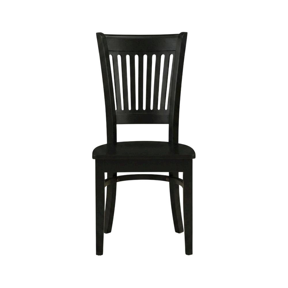 Wood Dining Room Chair with Slat Back and Solid Wood Seat, Brown, Set of 2. Picture 2