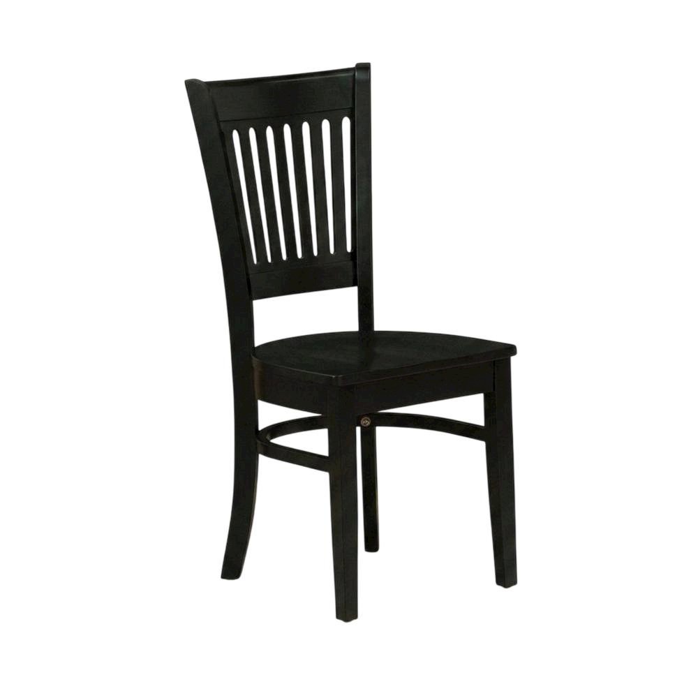 Wood Dining Room Chair with Slat Back and Solid Wood Seat, Brown, Set of 2. Picture 5