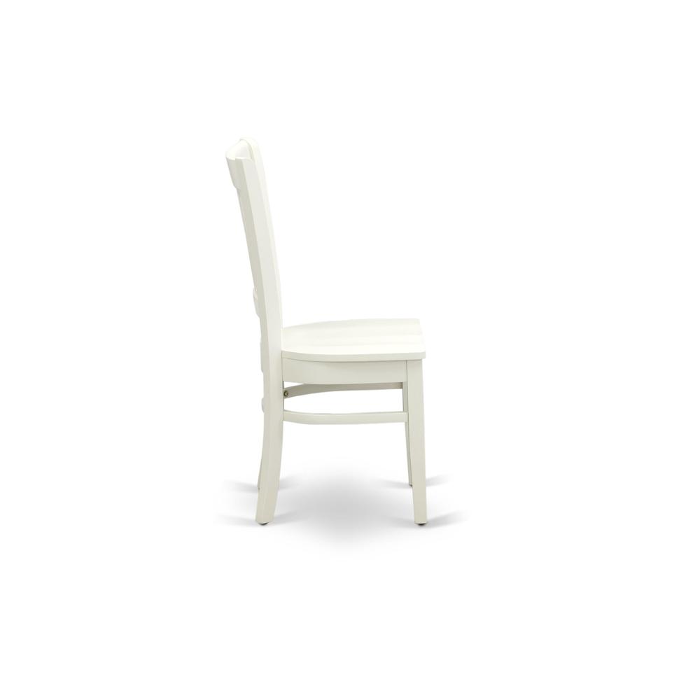 AMVA3-LWH-W - 3-Pc Dining Room Table Set- 2 Dining Room Chair and Dining Table - Wooden Seat and Slatted Chair Back (Linen White Finish). Picture 6