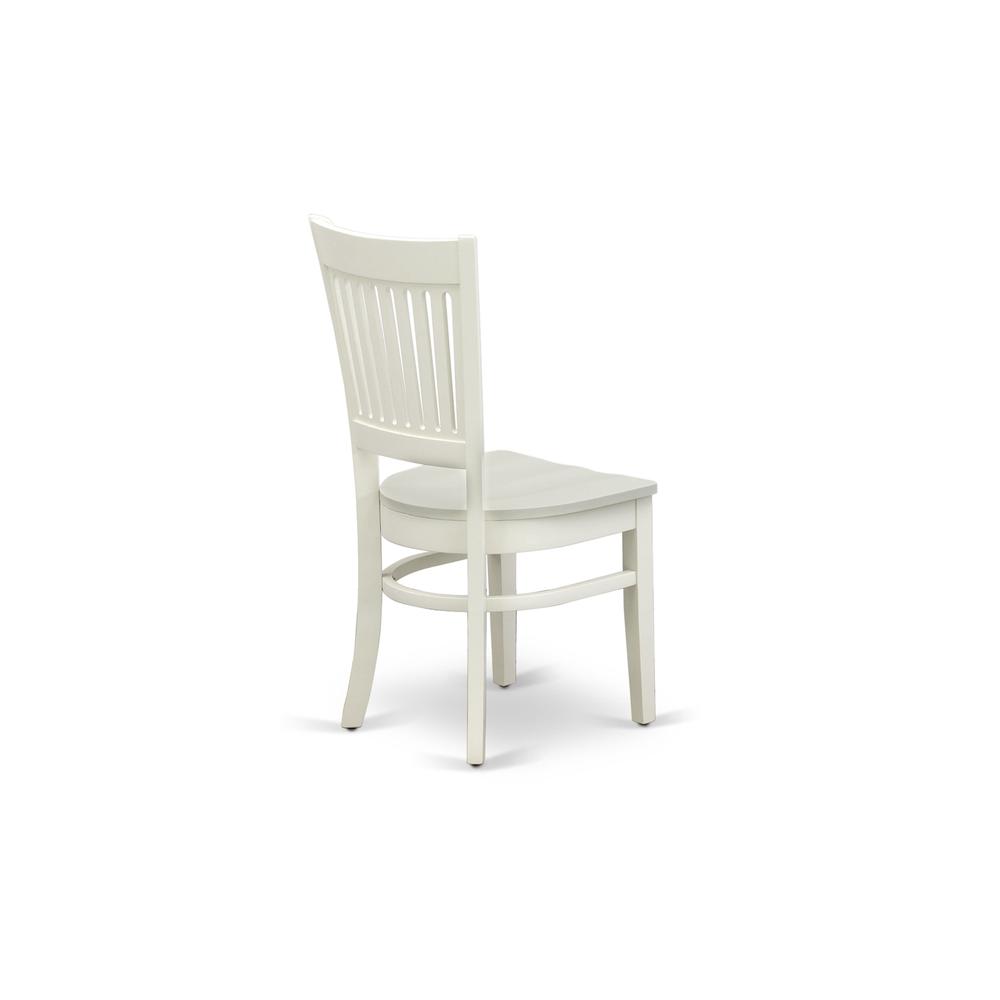 AMVA3-LWH-W - 3-Pc Dining Room Table Set- 2 Dining Room Chair and Dining Table - Wooden Seat and Slatted Chair Back (Linen White Finish). Picture 7