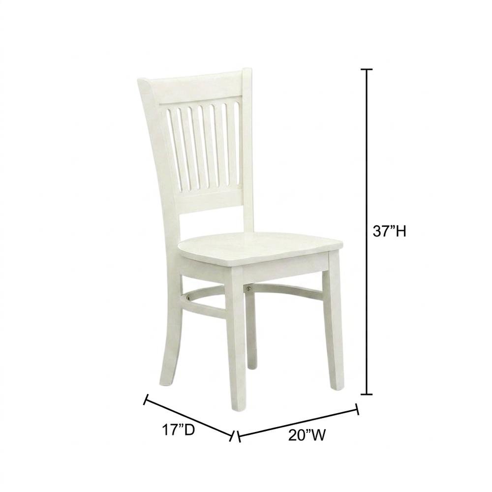 Wooden Dining Chair with Slat Back, Wood Kitchen Chair, White, Set of 2. Picture 6