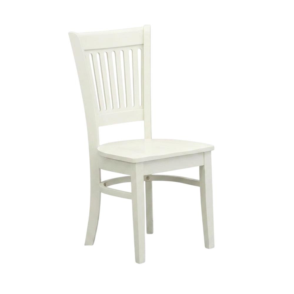 Wooden Dining Chair with Slat Back, Wood Kitchen Chair, White, Set of 2. Picture 5