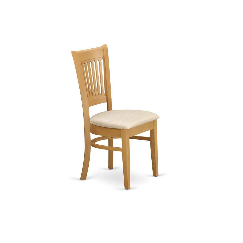 VAC-OAK-C Vancouver Linen Fabric Seat Dining Chairs - Oak Finish set of 2. Picture 2