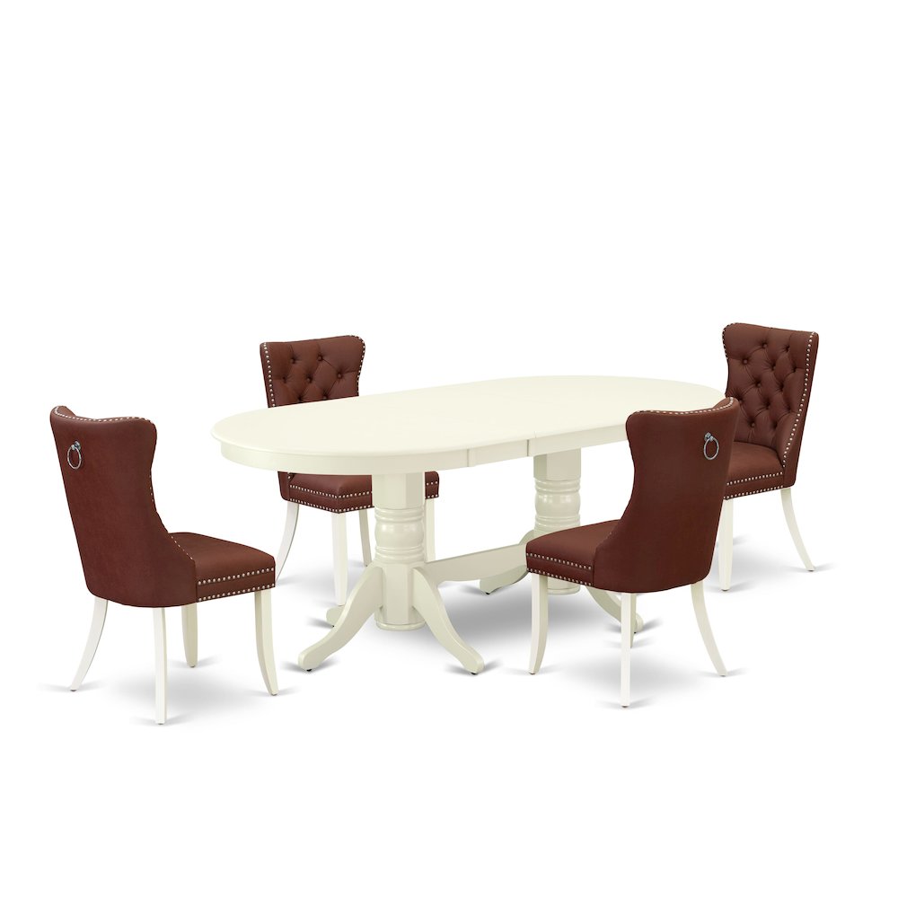 5 Piece Dinette Set Contains an Oval Dining Table with Butterfly Leaf. Picture 1