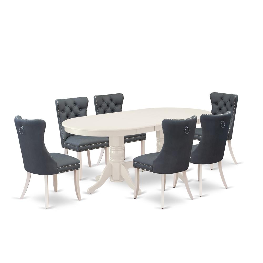 7 Piece Dining Room Set Contains an Oval Kitchen Table with Butterfly Leaf. Picture 6