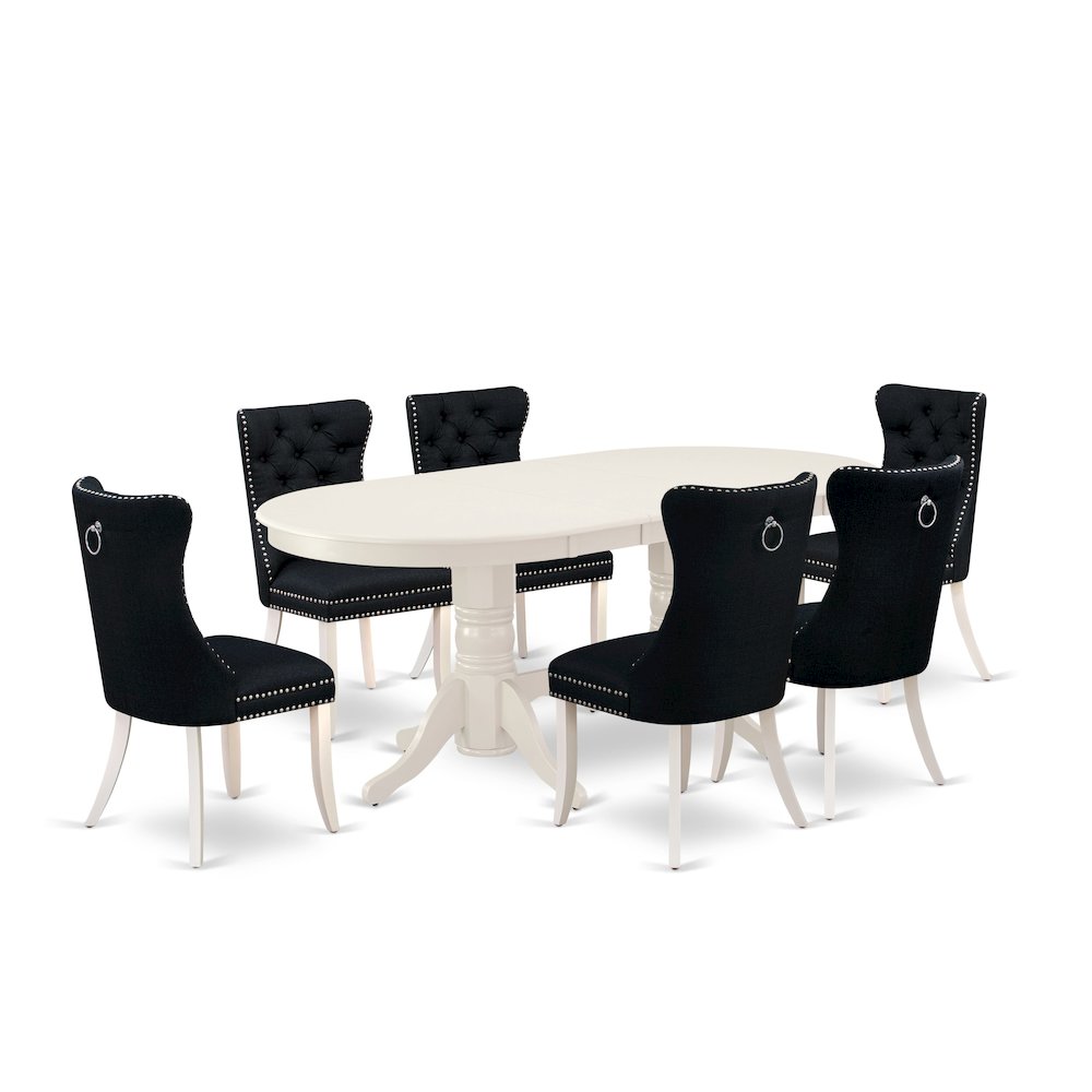 7 Piece Kitchen Table Set Contains an Oval Dining Table with Butterfly Leaf. Picture 1