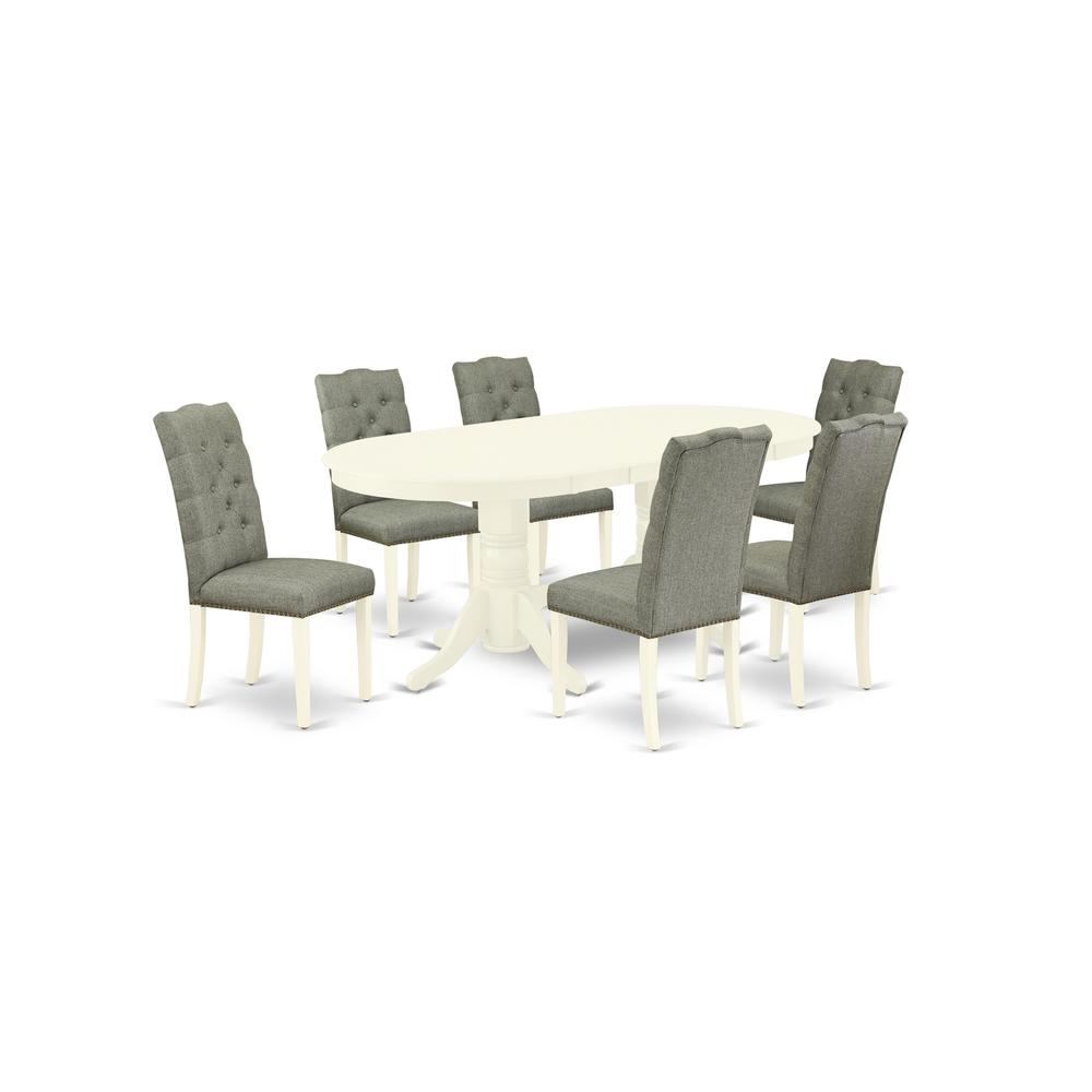 Dining Room Set Linen White, VAEL7-LWH-07. Picture 1