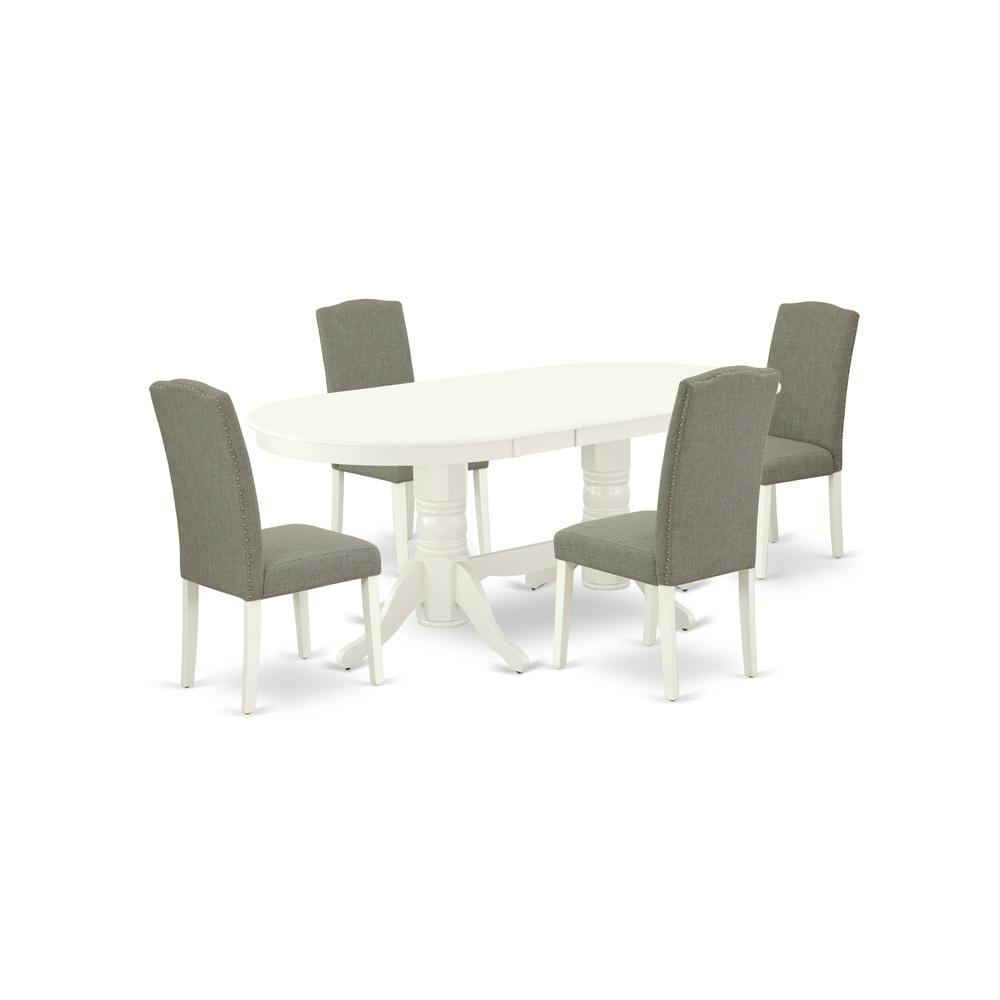 Dining Room Set Linen White, VAEN5-LWH-06. Picture 1