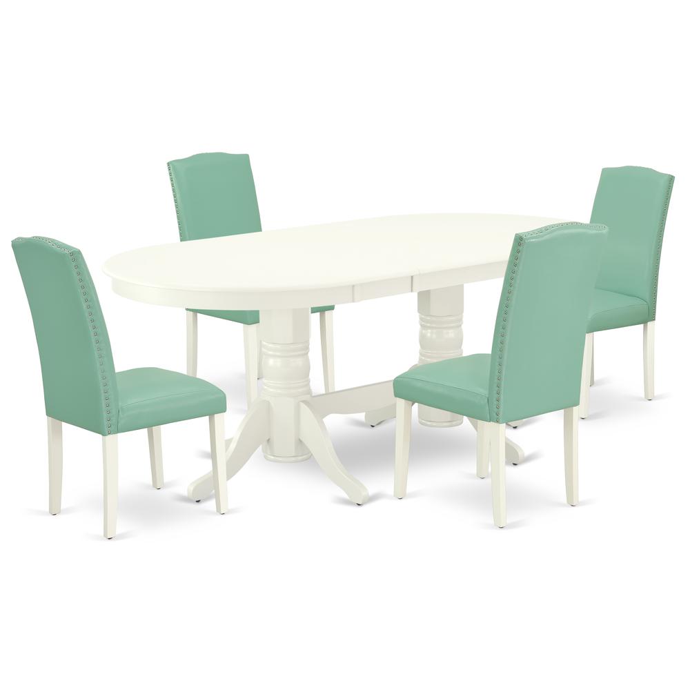 Dining Room Set Linen White, VAEN5-LWH-57. Picture 1