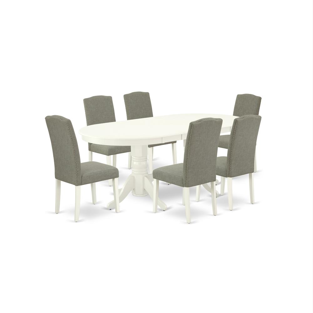 Dining Room Set Linen White, VAEN7-LWH-06. Picture 1