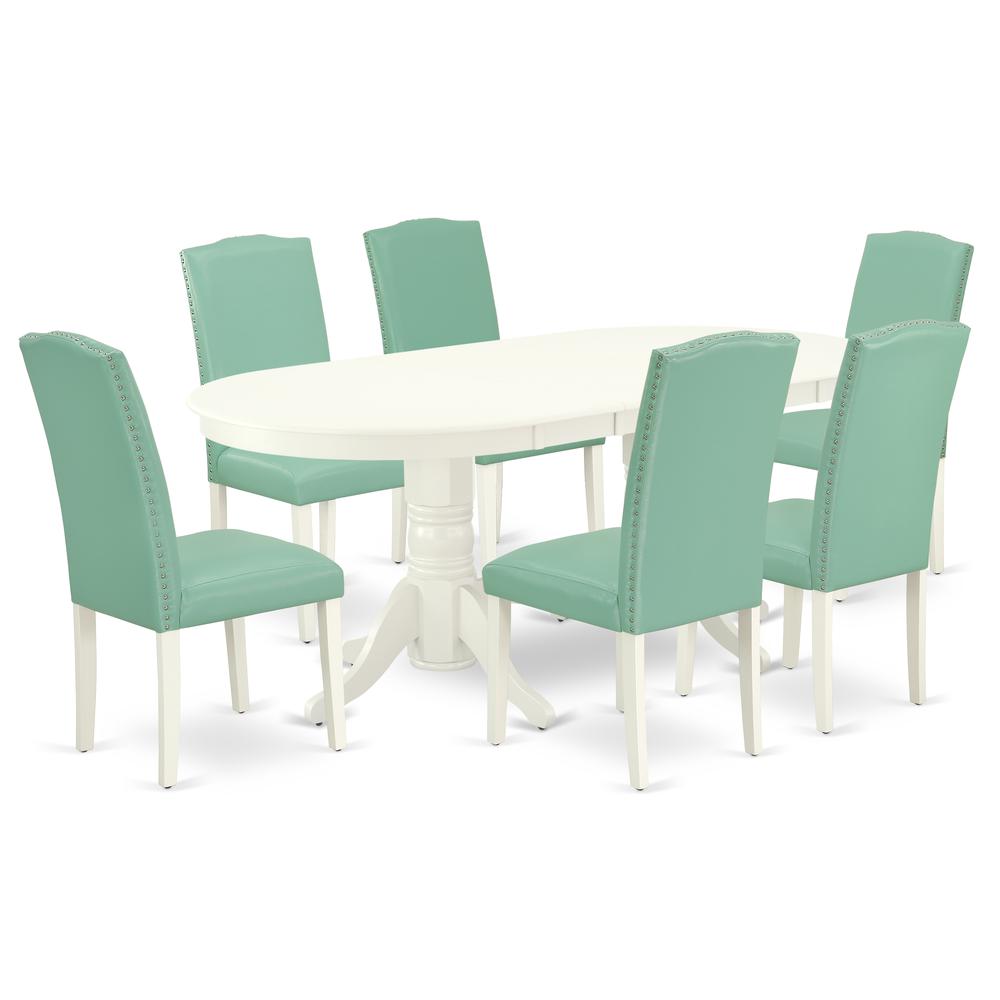 Dining Room Set Linen White, VAEN7-LWH-57. Picture 1