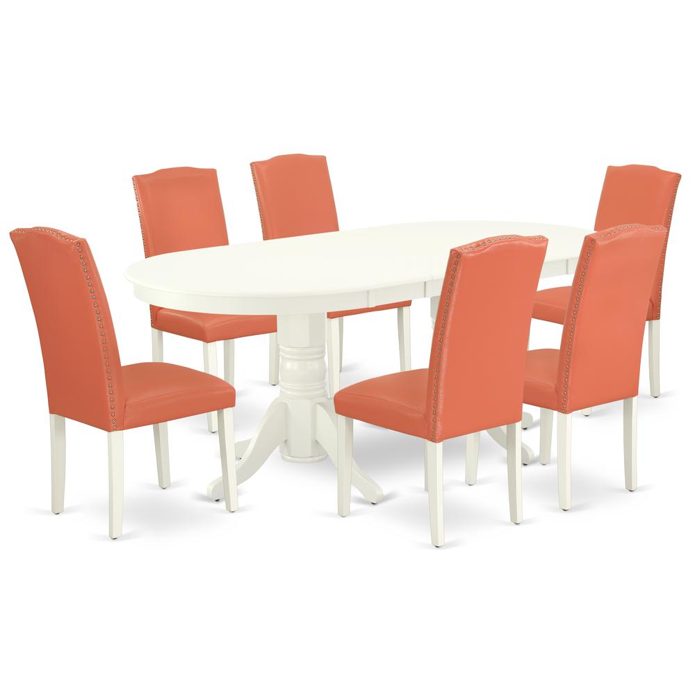 Dining Room Set Linen White, VAEN7-LWH-78. Picture 1