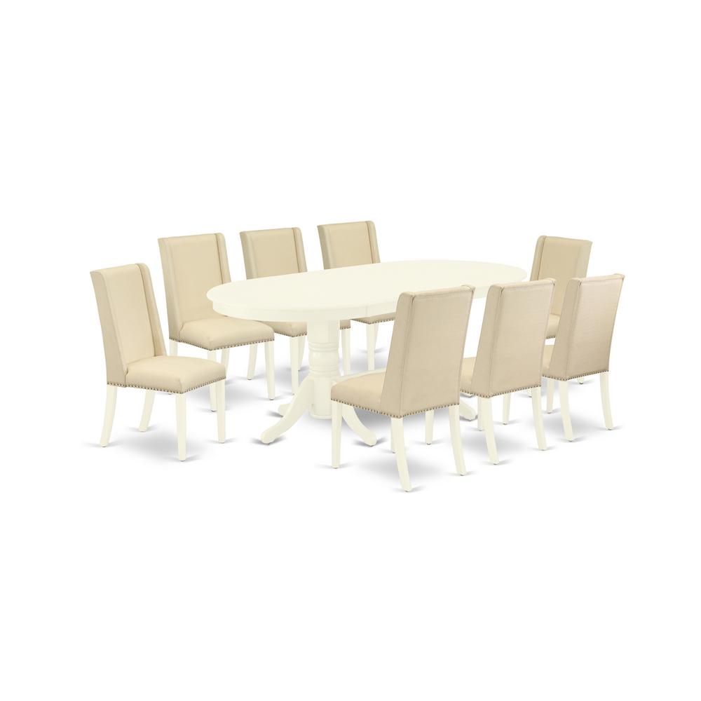 Dining Room Set Linen White, VAFL9-LWH-01. Picture 1