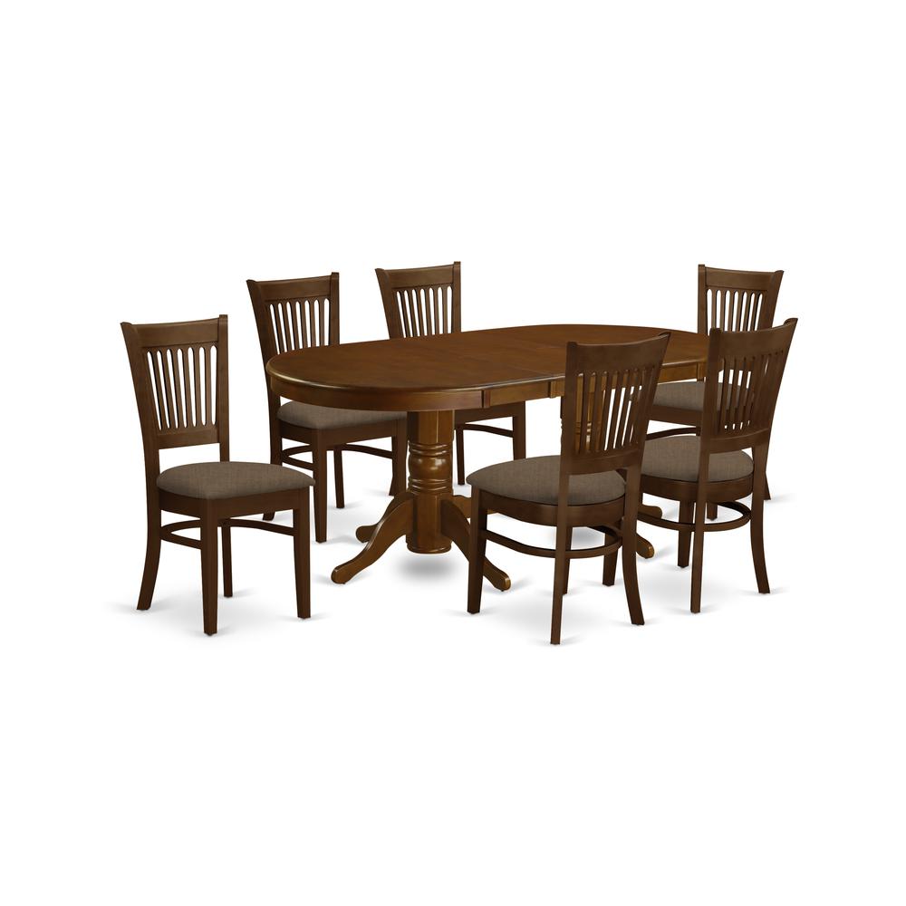 VANC7-ESP-C 7 Pc Dining room set Table with Leaf and 6 Dining Chairs. Picture 1